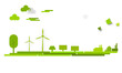 Dorf Stadt Erneuerbare Energie Windenergie Solarenergie Wind Solar Landschaft Industrie Hintergrund Band Banner