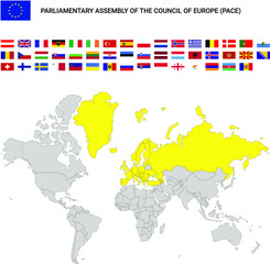 Wall Mural - Map of Parliamentary Assembly of the Council of Europe (PACE)