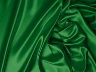 beautiful smooth elegant wavy emerald green satin silk luxury cloth fabric texture, abstract backgro