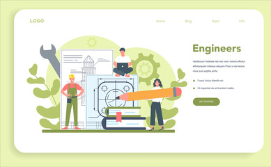 Wall Mural - engineering web banner or landing page. technology and science.