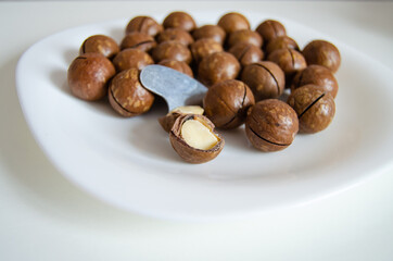 natural macadamia nuts, close up