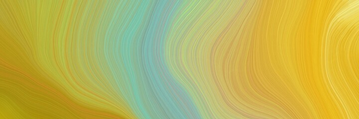 Poster - colorful and elegant vibrant abstract art waves graphic with modern waves background design with golden rod, dark sea green and cadet blue color