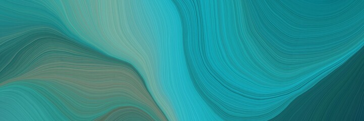 Poster - colorful and elegant vibrant abstract artistic waves graphic with modern waves background design with blue chill, dark cyan and cadet blue color