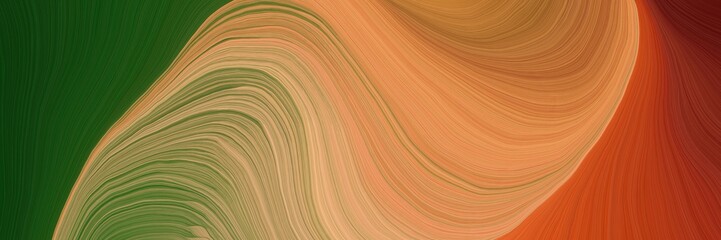 Poster - colorful and elegant vibrant artistic art design graphic with modern soft swirl waves background design with peru, very dark green and saddle brown color