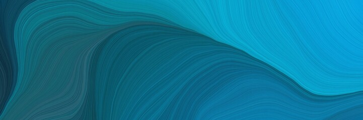 Fototapete - colorful and elegant vibrant creative waves graphic with modern soft swirl waves background design with teal, dark turquoise and dark cyan color