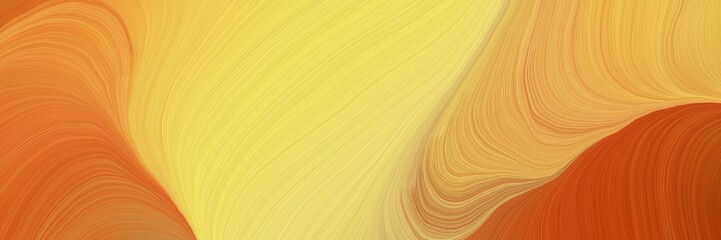Poster - colorful and elegant vibrant creative waves graphic with abstract waves illustration with pastel orange, coffee and bronze color