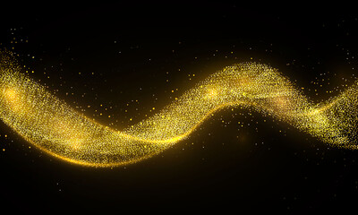 Wall Mural - Gold glitter wave