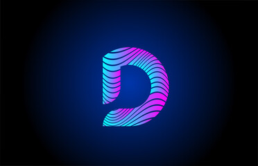 Wall Mural - D pink blue alphabet letter logo icon for company design. Curly line concept for corporate identity