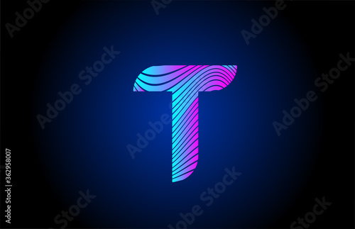 Fotografía T pink blue alphabet letter logo icon for company design
