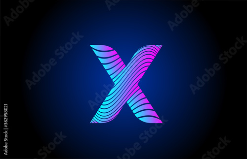 Cuadros en Lienzo X pink blue alphabet letter logo icon for company design
