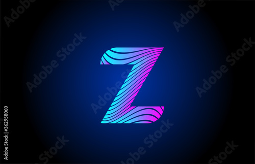 Fotomural Z pink blue alphabet letter logo icon for company design