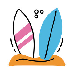 Poster - surboard sport line and fill icon