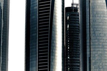 Wall Mural - Grayscale shot of glass-wall skyscrapers in Abu Dhabi