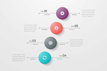 Sticker - Circle infographic. Concept design with 4 options, steps or processes. Can be used for workflow layout, annual report, flow charts, diagram, presentations, web sites, banners, printed materials.