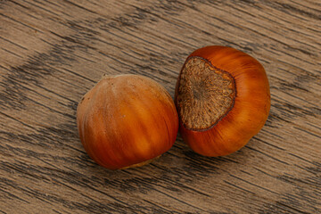 Two ripe tasty Whole hazelnut