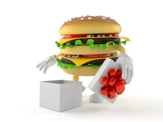 Wall Mural - Hamburger character with open gift