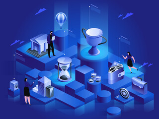 Wall Mural - technology internet and business isometric concept