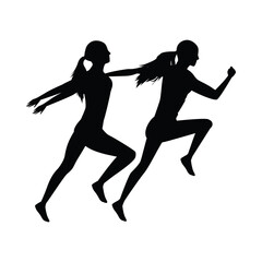 Wall Mural - silhouettes of athletic women running