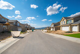 Fototapeta  - A street of new homes being built in a residential subdivision in Spokane, Washington, USA