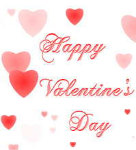 Elegant Happy Valentine's Day Card With Red Hearts And Text On White Background