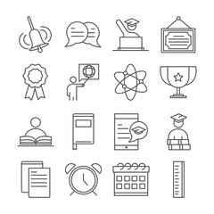 Poster - teach school education learn knowledge and training icons set line style icon