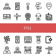 Poster - pin simple icons set