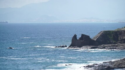 Wall Mural - Spanish rocky coastline. Mediterranean region of Villaricos, Almeria, eastern Andalusia