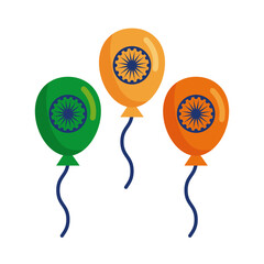 Poster - balloons helium with ashoka shakras indian independence day flat style