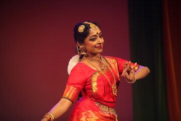 Wall Mural - A graceful bharatnatyam dancer