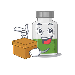 Canvas Print - A cheerful vitamin syrup cartoon design concept having a box