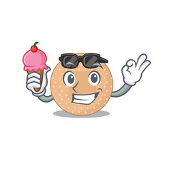 Sticker - A Caricature design concept of rounded bandage with cone ice cream