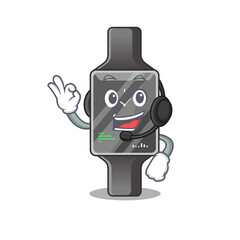 Sticker - Smart watch caricature character concept wearing headphone