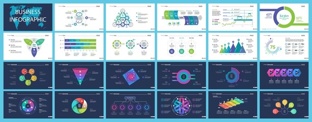 Wall Mural - set of management or statistics concept infographic charts. business diagrams for presentation slide