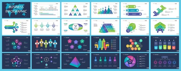 Wall Mural - set of teamwork and statistics concept infographic charts. business diagrams for presentation slide 