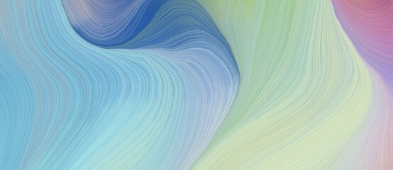 Poster - background graphic element with modern waves background illustration with pastel blue, teal blue and pastel gray color