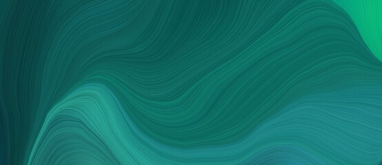 Poster - background graphic design with modern soft curvy waves background illustration with teal green, light sea green and blue chill color
