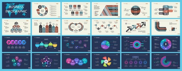 Canvas Print - Set of marketing or production concept infographic charts. Graphic elements for presentation slide templates. For corporate report, advertising, banner and brochure design.