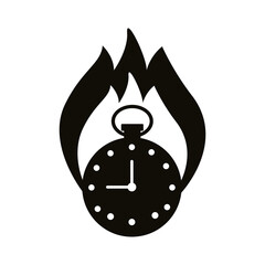 Sticker - chronometer timer with flame silhouette style icon