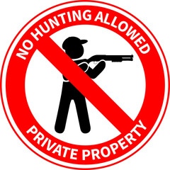 Poster - NO HUNTING NO HUNTERS ALLOWED BANNED PROHIBITED WARNING SIGN VECTOR ILLUSTRATION EPS