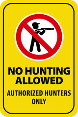 Wall Mural - NO HUNTING NO HUNTERS ALLOWED BANNED PROHIBITED WARNING SIGN VECTOR ILLUSTRATION EPS