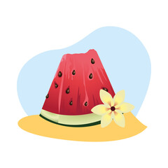 Poster - watermelon fresh fruit tropical summer icon