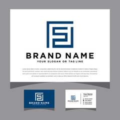 Wall Mural - initials letter fs logo with a business card vector