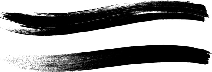 Grunge Paint Roller . Vector brush Stroke . Distressed banner . Black stripes isolated. paintbrush collection . Modern Textured shape . Dry border in Black . Bulge lines