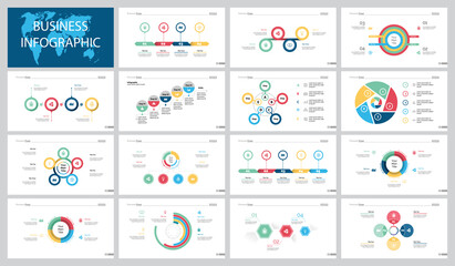 Wall Mural - colorful planning or management concept infographic charts set. business design elements for present