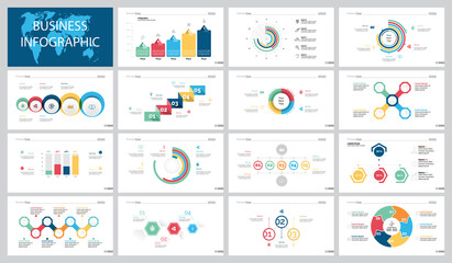 Wall Mural - colorful economics or production concept infographic charts set. business design elements for presen
