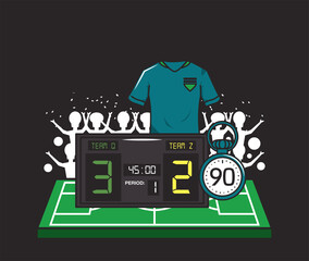 Poster - football soccer sport poster with scoreboard