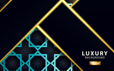 luxury premium abstract vector background banner, with gold line and golden rays, overlap layer in paper effect on geometry pattern textured,vector illustration.