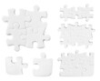 © New Africa - Set with jigsaw puzzle pieces on white background, top view