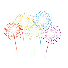 Vector Rainbow Color Fireworks Illustration On White Background