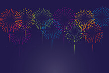 Vector Rainbow Color Fireworks Background Illustration